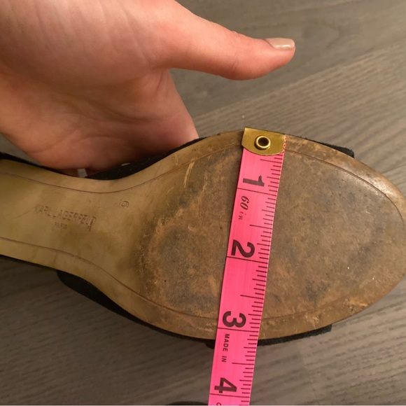 Karl Lagerfeld Paris Hettie Suede Mules sandal heels black 6 - Picture 15 of 15